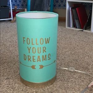 follow your dreams teal and gold lamp
